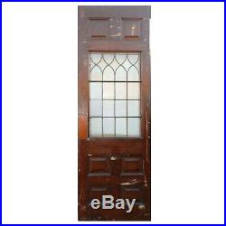 Salvaged 30 Door with Leaded and Ribbed Glass, Oak, NED988