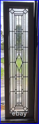 Set of (2) ANTIQUE TALL LEADED SIDELIGHT WINDOWS, 1920s Beveled Etched Center
