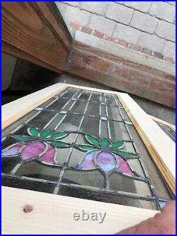 Sg2891 2 Av Price Each Antique Leaded And Stained Glass Window 44 X 17