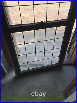 Sg3524 Antique Leaded Glass Double Hung Window 28.25 X 59.5