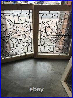Sg3569 Two Available Antique Textured And Leaded Glass Window 25 x 31