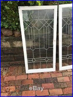 Sg 2893 3 Avail Priced Each Antique leaded glass window cabinet door 24x 48