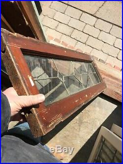 Sg 2924 2 Av Price each antique leaded and beveled glass window 12 x 37
