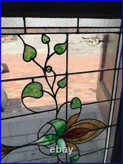 Sg 2979 Antique stained and leaded glass Landing Window art nouveau tree