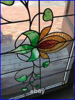 Sg 2979 Antique stained and leaded glass Landing Window art nouveau tree