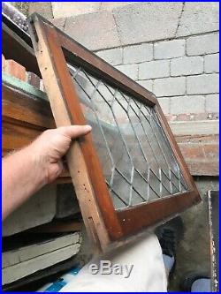 Sg 3009 Match Pair Antique leaded glass transom windows 21 x 28.5