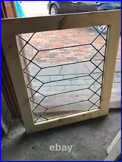 Sg 3045 Antique leaded glass transom window 24.75 x 29 Newframe