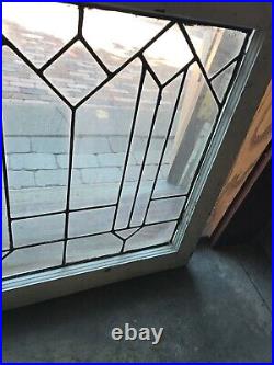 Sg 3208 Antique leaded glass transom window 25 x 36 3/8