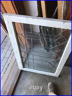 Sg 3208 Antique leaded glass transom window 25 x 36 3/8