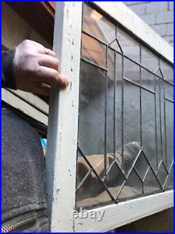 Sg 3208 Antique leaded glass transom window 25 x 36 3/8