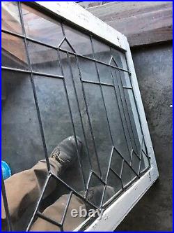 Sg 3208 Antique leaded glass transom window 25 x 36 3/8