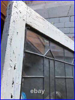 Sg 3208 Antique leaded glass transom window 25 x 36 3/8