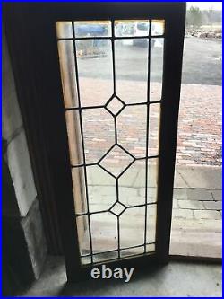 Sg 3528 Antique leaded glass cabinet door or window 18 x 42