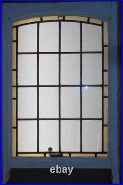 Simple Edwardian English Leaded Stained Glass Sash Window 21 X 31.5