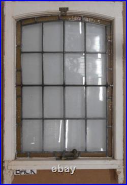 Simple Edwardian English Leaded Stained Glass Sash Window 21 X 31.5