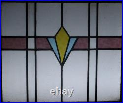 Simple Geometric Midsize Old English Leaded Stained Glass Window 26.75 X 23.75