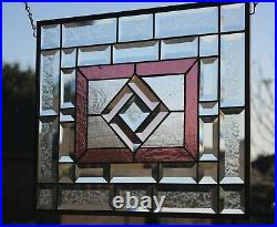 Sip of Wine- Beveled Stained Glass Window Panel- ready 2 Hang 17.5 x 14.5
