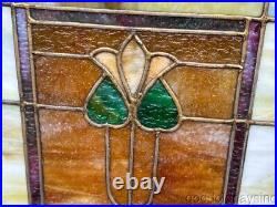 Small Antique Arts & Crafts Stained Leaded Glass Window Circa 1920 22 x 18