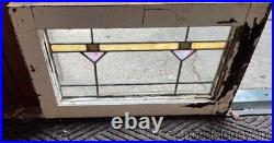 Small Antique Stained Leaded Glass Transom Window 20 by 13 Circa 1925