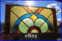 Small Hanging Victorian Antique Leaded Glass Window With All Color Glass