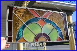 Small Hanging Victorian Antique Leaded Glass Window With All Color Glass