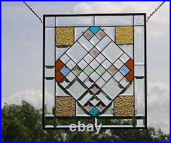 So many Bevels-Stained Glass Window Panel -HMD 20 1/2X 18 1/2