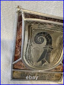 Stained Glass Basel Switzerland Panel with Coat of Arms With Hanging Chain Stained Glass Basel Switzerland Panel with Coat of Arms With Hanging Chain