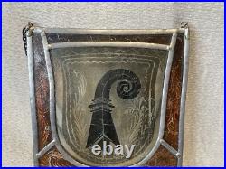 Stained Glass Basel Switzerland Panel with Coat of Arms With Hanging Chain Stained Glass Basel Switzerland Panel with Coat of Arms With Hanging Chain