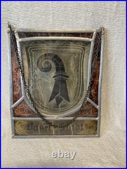 Stained Glass Basel Switzerland Panel with Coat of Arms With Hanging Chain Stained Glass Basel Switzerland Panel with Coat of Arms With Hanging Chain