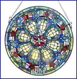 Stained Glass Chloe Lighting Baroque Window Panel 24 Diameter Handcrafted
