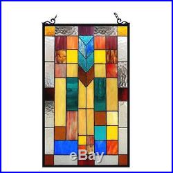 Stained Glass Chloe Lighting Mosaic Design Window Panel CH1P025AM26-GPN 16 X 26