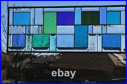 Stained Glass GEOMETRIC window pair -26 1/2 X 10 5/8 beveled