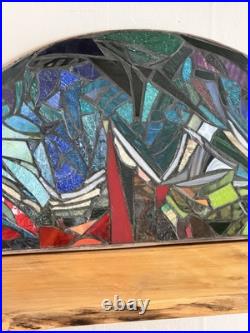 Stained Glass Mosaic Panel Transom 3! 0+ Inches Abstract OOAK