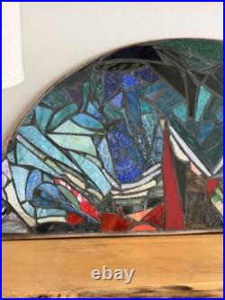 Stained Glass Mosaic Panel Transom 3! 0+ Inches Abstract OOAK