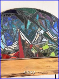 Stained Glass Mosaic Panel Transom 3! 0+ Inches Abstract OOAK