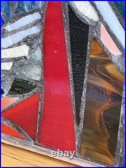 Stained Glass Mosaic Panel Transom 3! 0+ Inches Abstract OOAK