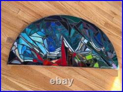 Stained Glass Mosaic Panel Transom 3! 0+ Inches Abstract OOAK