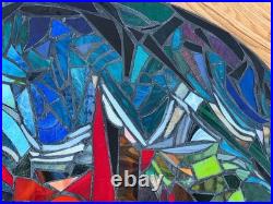 Stained Glass Mosaic Panel Transom 3! 0+ Inches Abstract OOAK