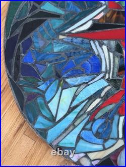 Stained Glass Mosaic Panel Transom 3! 0+ Inches Abstract OOAK