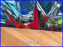 Stained Glass Mosaic Panel Transom 3! 0+ Inches Abstract OOAK