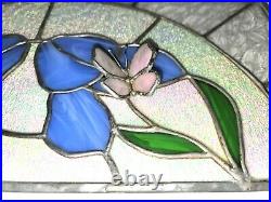 Stained Glass Transom Window Panel with 3D Butterfly and Etched Design