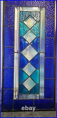 Stained Glass Window Beautiful Blue Beveled 22.1/2 x 10 1/2