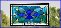 Stained Glass Window Hanging 23 1/8x 13 1/8, Stars