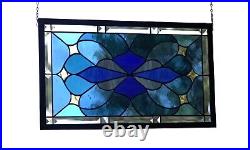 Stained Glass Window Hanging 23 1/8x 13 1/8, Stars