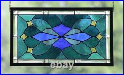 Stained Glass Window Hanging 23 1/8x 13 1/8, Stars