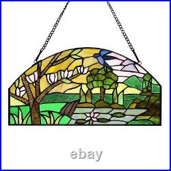 Stained Glass Window Hanging Handicraft 16 Tree Half Moon Glass Window Panel