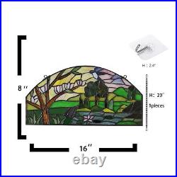 Stained Glass Window Hanging Handicraft 16 Tree Half Moon Glass Window Panel