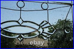 Stained Glass Window, Hanging Panel, Clear seedy art glass, leaded glass Stained Glass Window, Hanging Panel, Clear seedy art glass, leaded glass