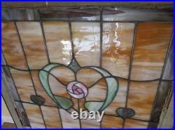 Stained Glass Window Hearts 32w X 40t ARCHITECTURAL SALVAGE