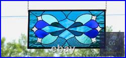 Stained Glass Window Modern Design, 23.75 x 12.25, Stars in Iridized Clea